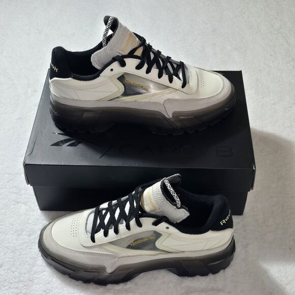 Reebok Cardi B Club C Sneakers Women's Size 9.5 Chalk/Magold/CBlack With Box - Picture 1 of 14
